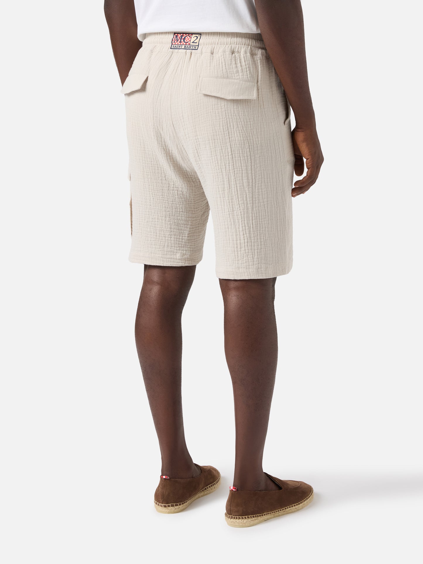 Bermudas Marseille en gasa arrugada de puro algodón soft beige 