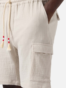 Bermudas Marseille en gasa arrugada de puro algodón soft beige 