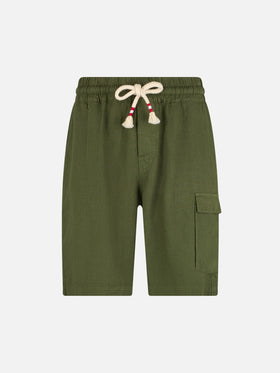Man military green linen bermuda Marseille - MC2 Saint Barth