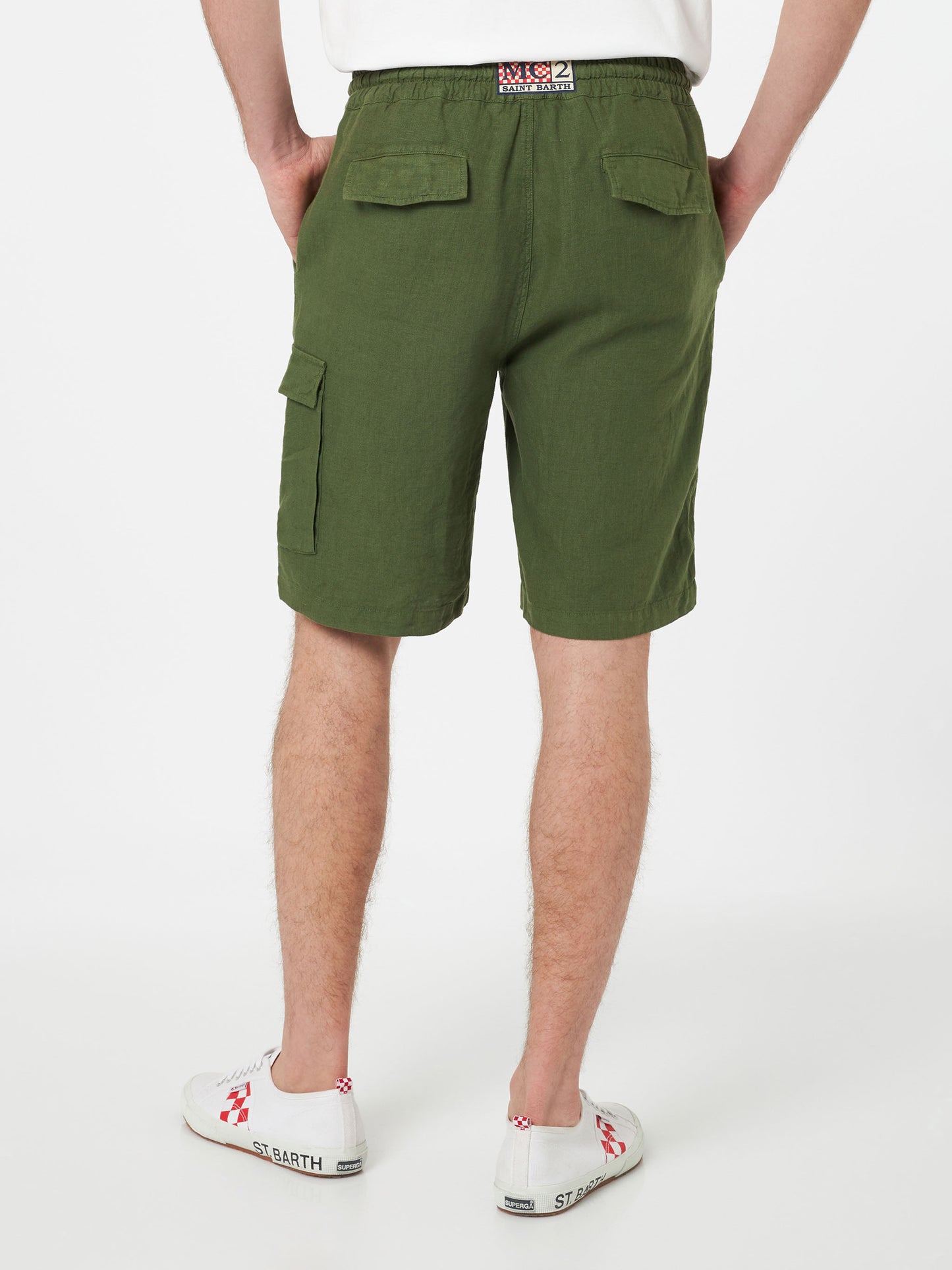 Man military green linen bermuda Marseille - MC2 Saint Barth