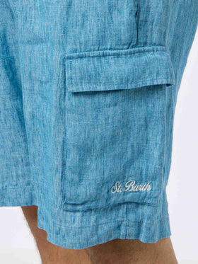 Man denim blue linen bermuda Marseille - MC2 Saint Barth