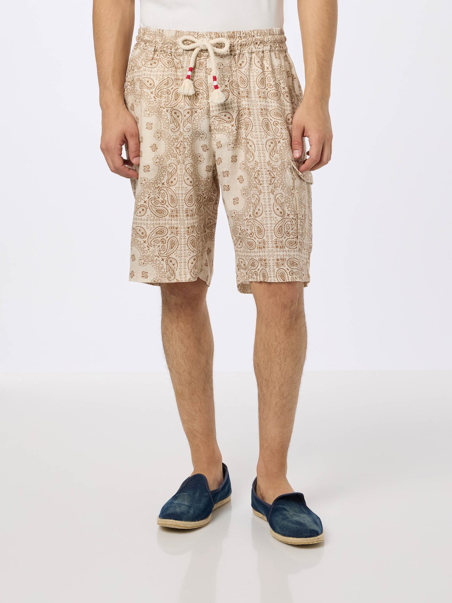 Man linen bermuda Marseille with bandanna print - MC2 Saint Barth