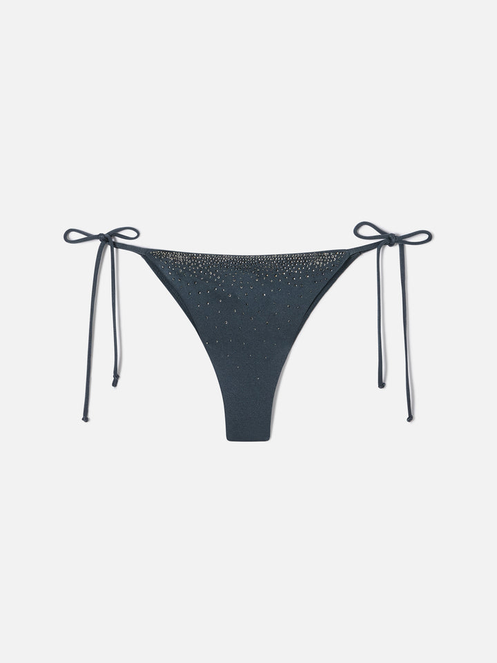 Bikini Annabelle Marielle gris foncé à finition brillante avec détails en strass 