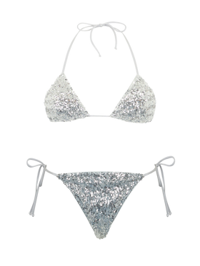 Woman silver sequins triangle bikini Leah Marielle - MC2 Saint Barth