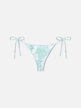 Slip mare Marielle modello brasiliana con stampa toile de jouy verde
