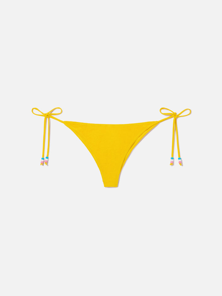 Yellow Marielle terry swim briefs with charms
