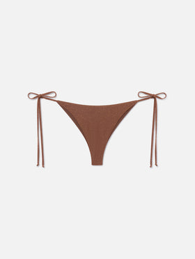 Culotte de bain Marielle en lurex marron 