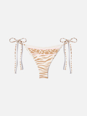Slip mare Marielle modello brasiliana con stampa safari beige