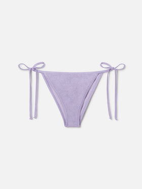 Marielle String brazilian bikini bottoms in lilac lurex crinkle fabric