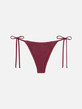 Slip mare Marielle modello brasiliana in tessuto crinkle bordeaux