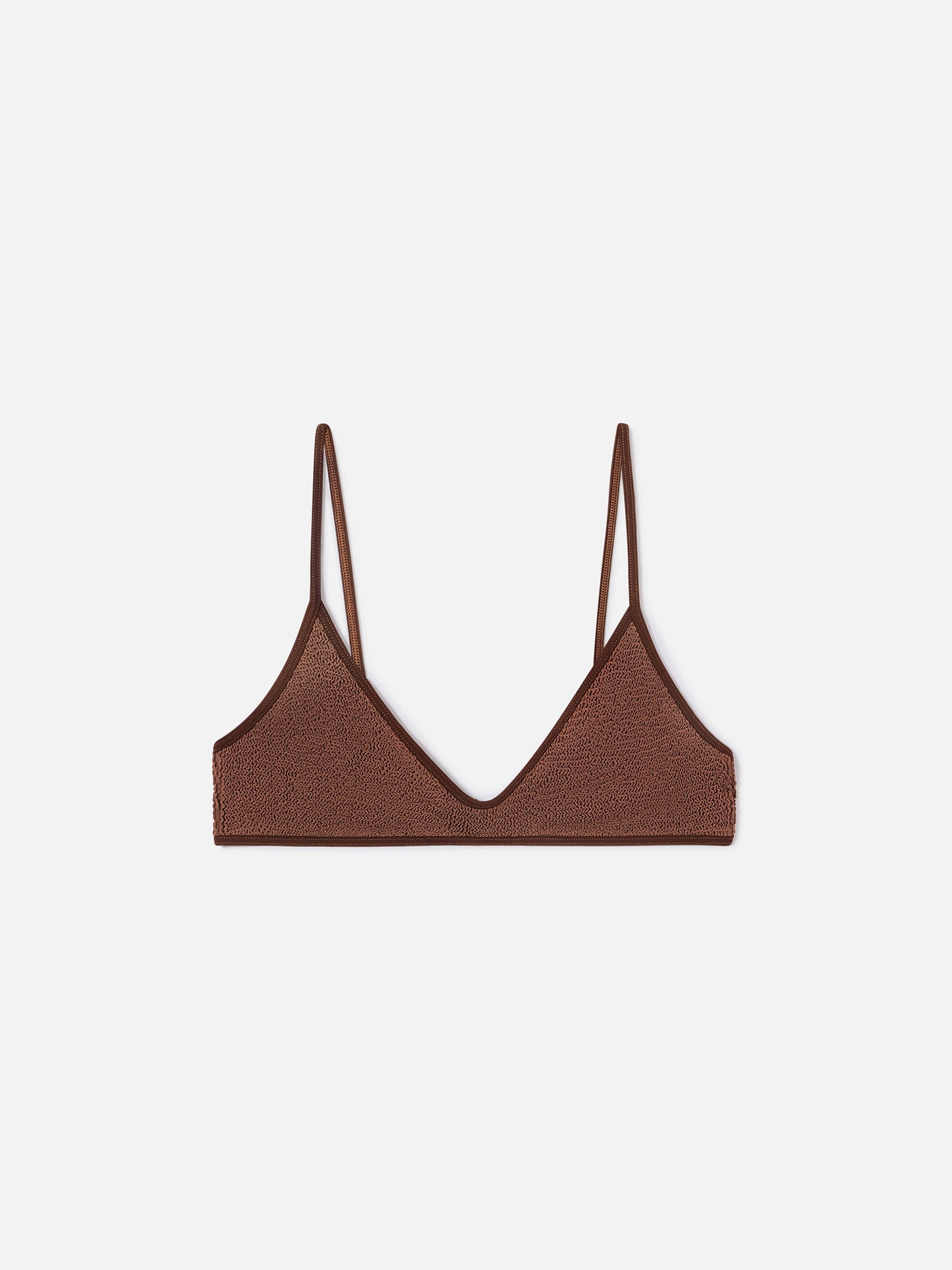 Top bikini Paloma String bralette marrone in tessuto crinkle