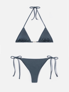 Bikini Leah Plate Marielle Plate gris con acabado brillante 
