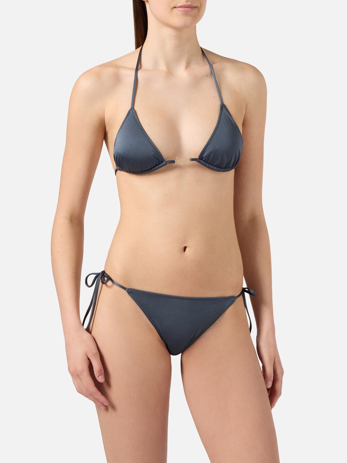 Bikini Leah Plate Marielle Plate gris con acabado brillante 