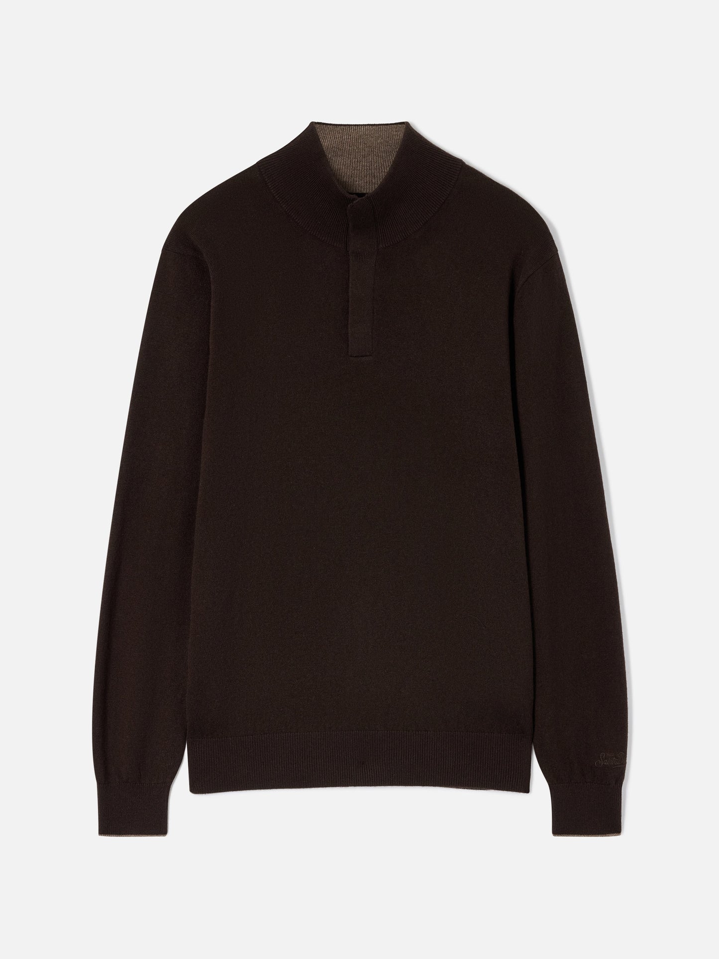 Funnel neck Marlow in brown Merino and cashmere