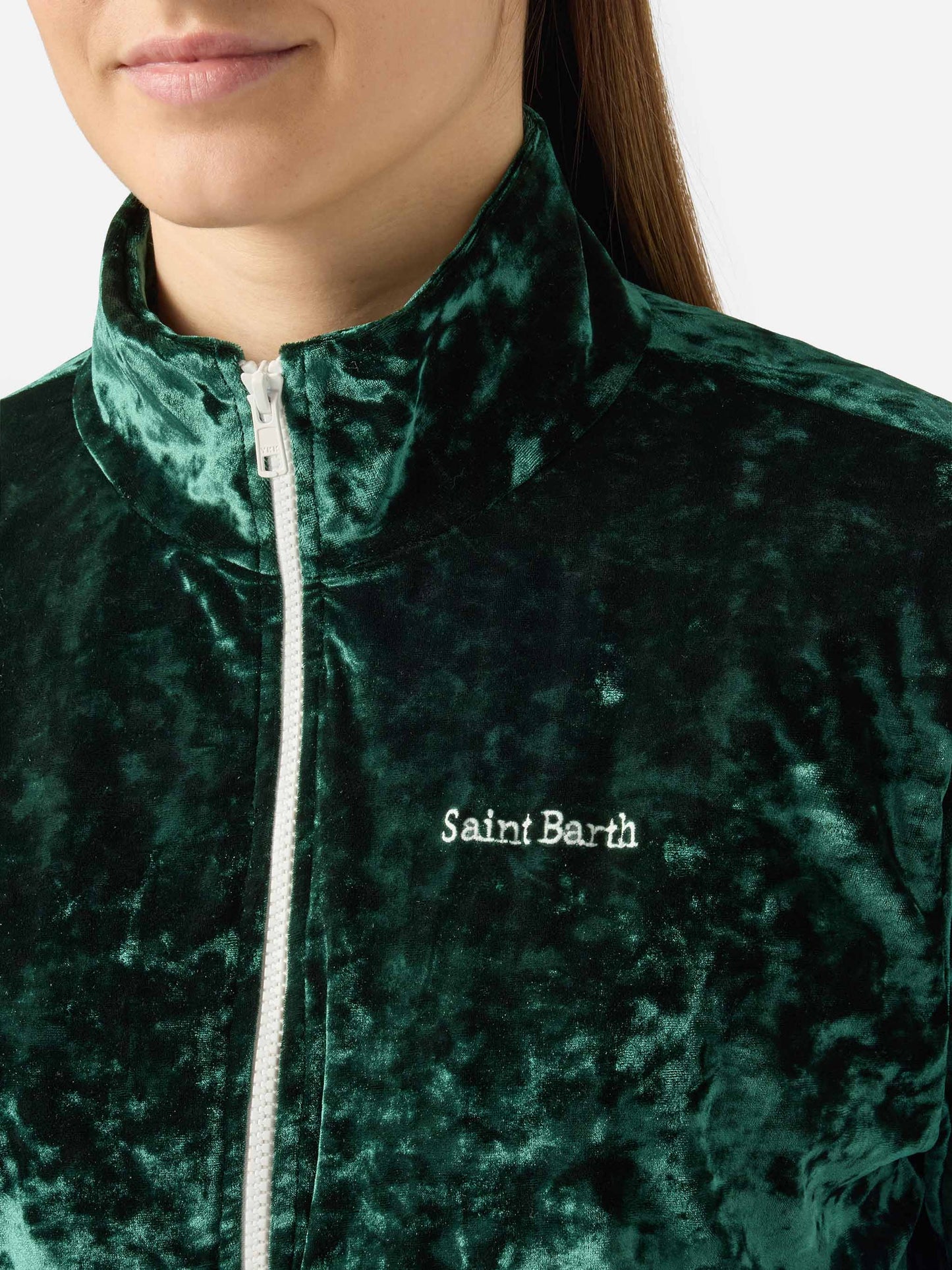 Woman green chenille sweatshirt Miriam