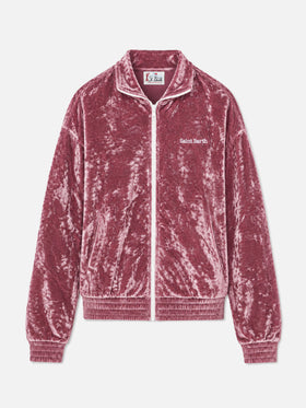 Pink Miriam chenille zip hoodie
