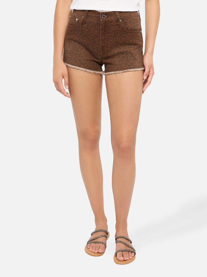 Shorts in denim con stampa animalier Musa