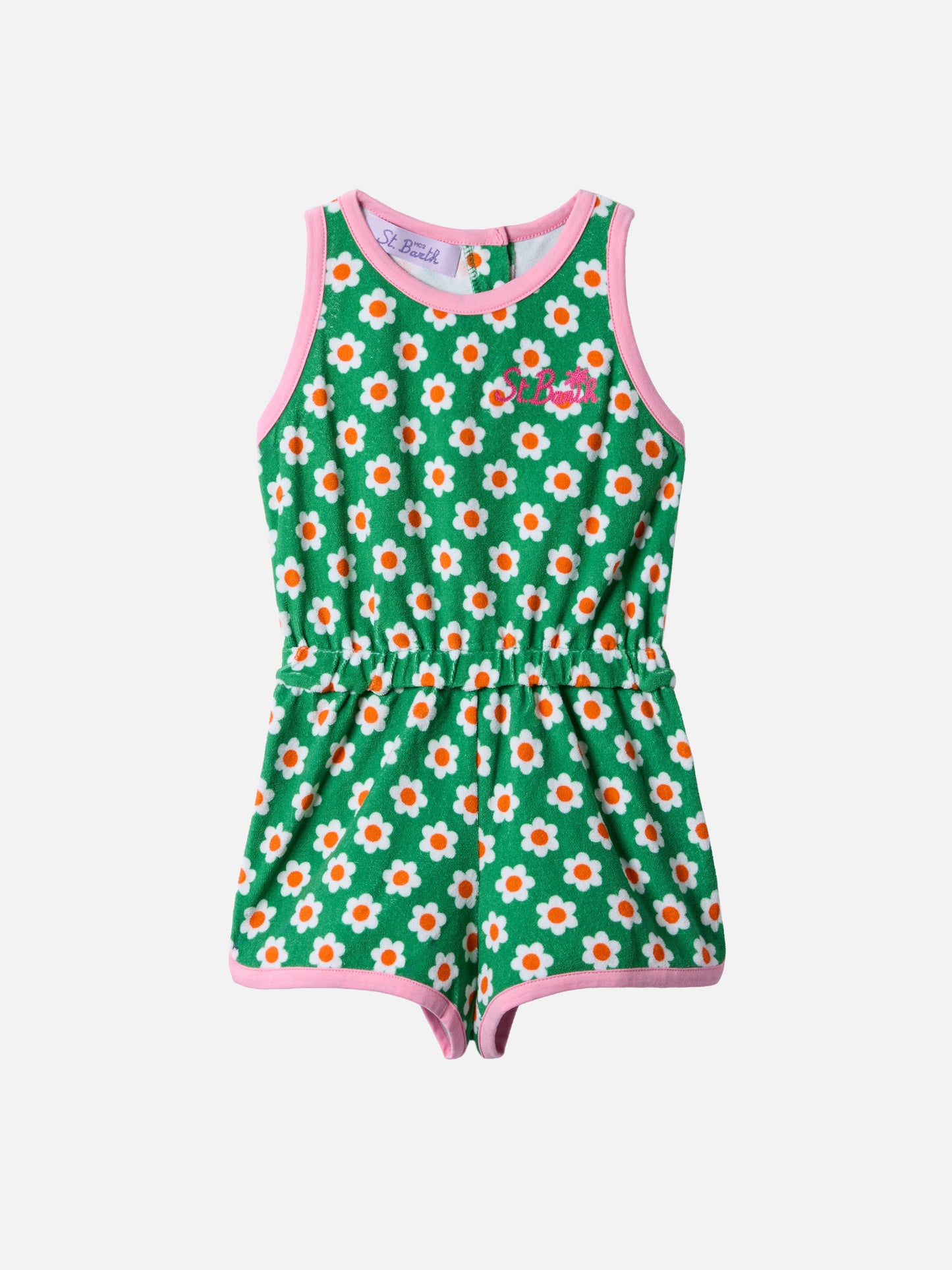Terry romper suit with daisy print
