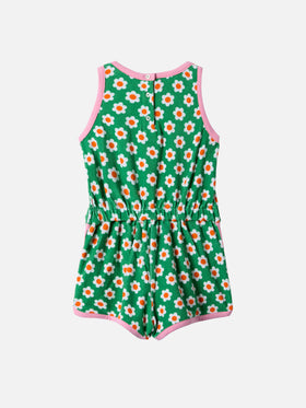 Terry romper suit with daisy print