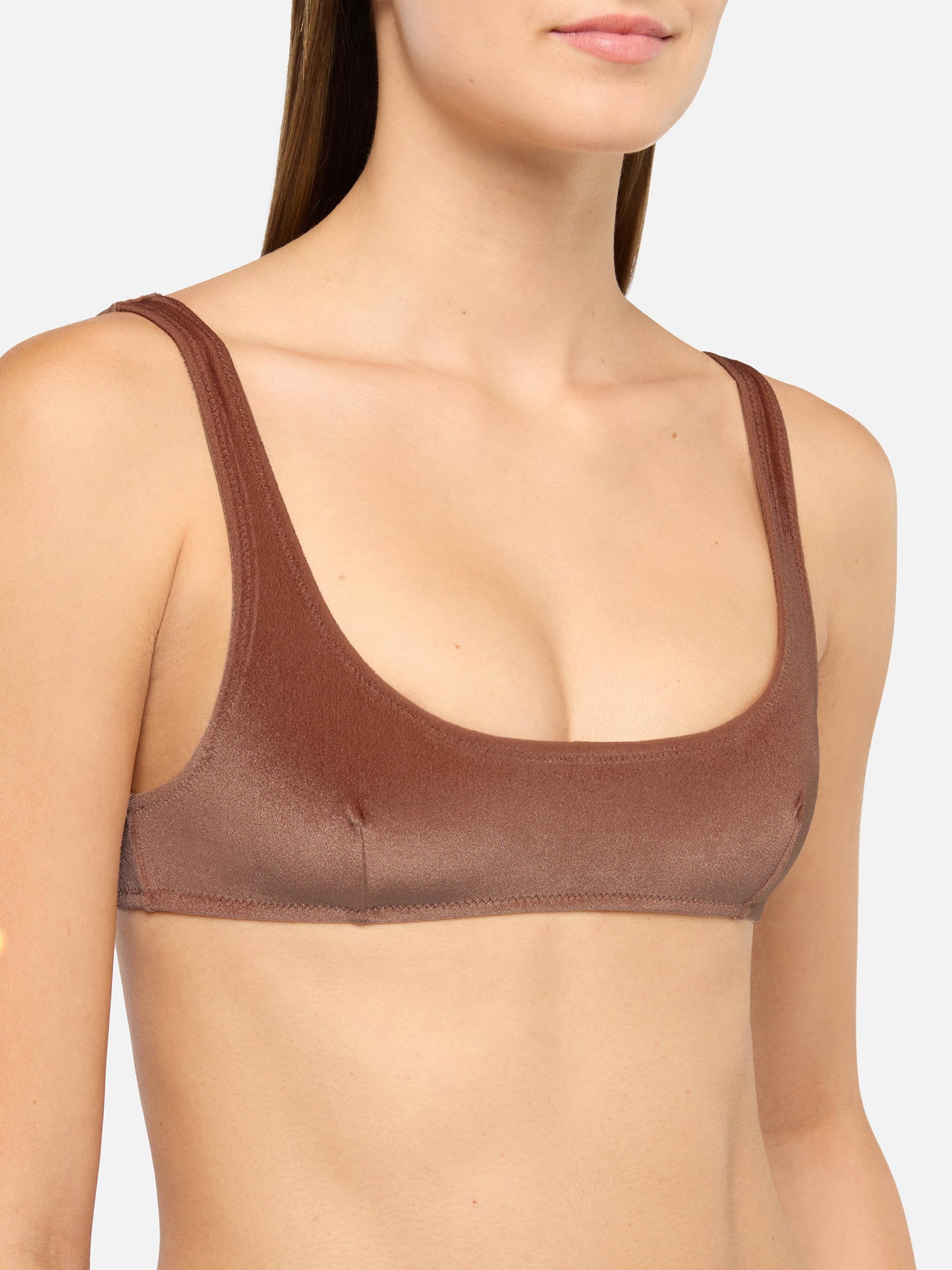 Naomi camel brown velvet cheeky swim briefs - Naima camel brown velvet classic bralette top