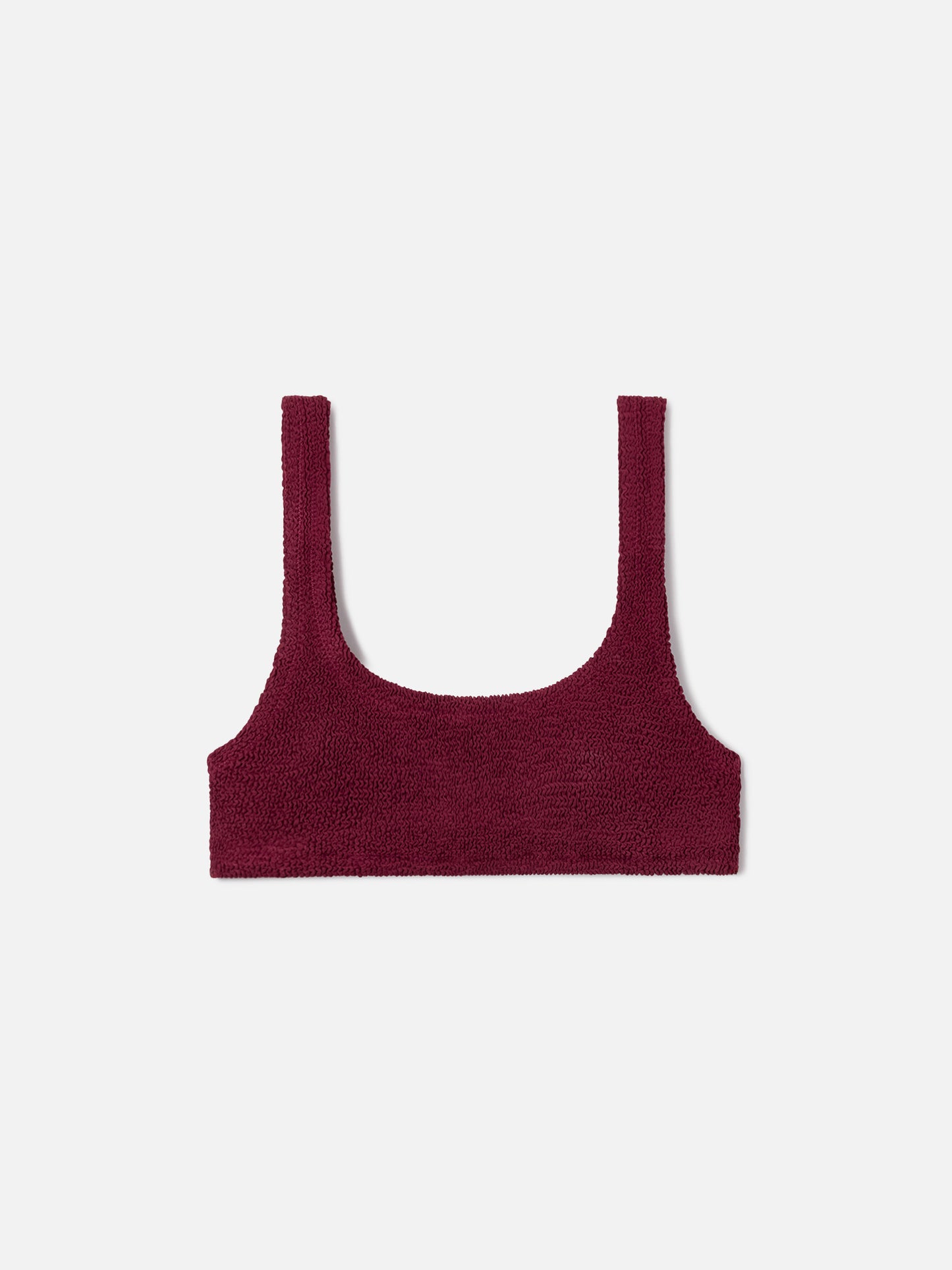 Naima Bralette-Bikinioberteil aus burgunderfarbenem Crinkle-Stoff 
