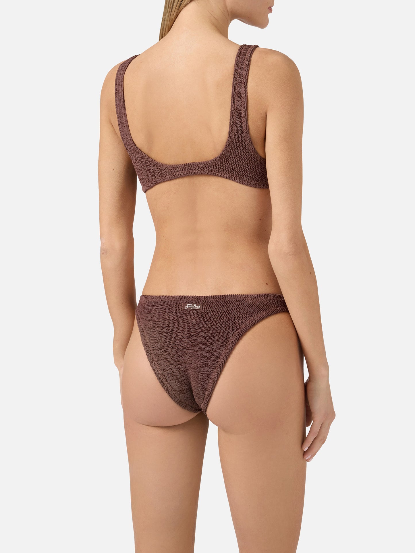 Naima Elise brown crinkle bralette bikini