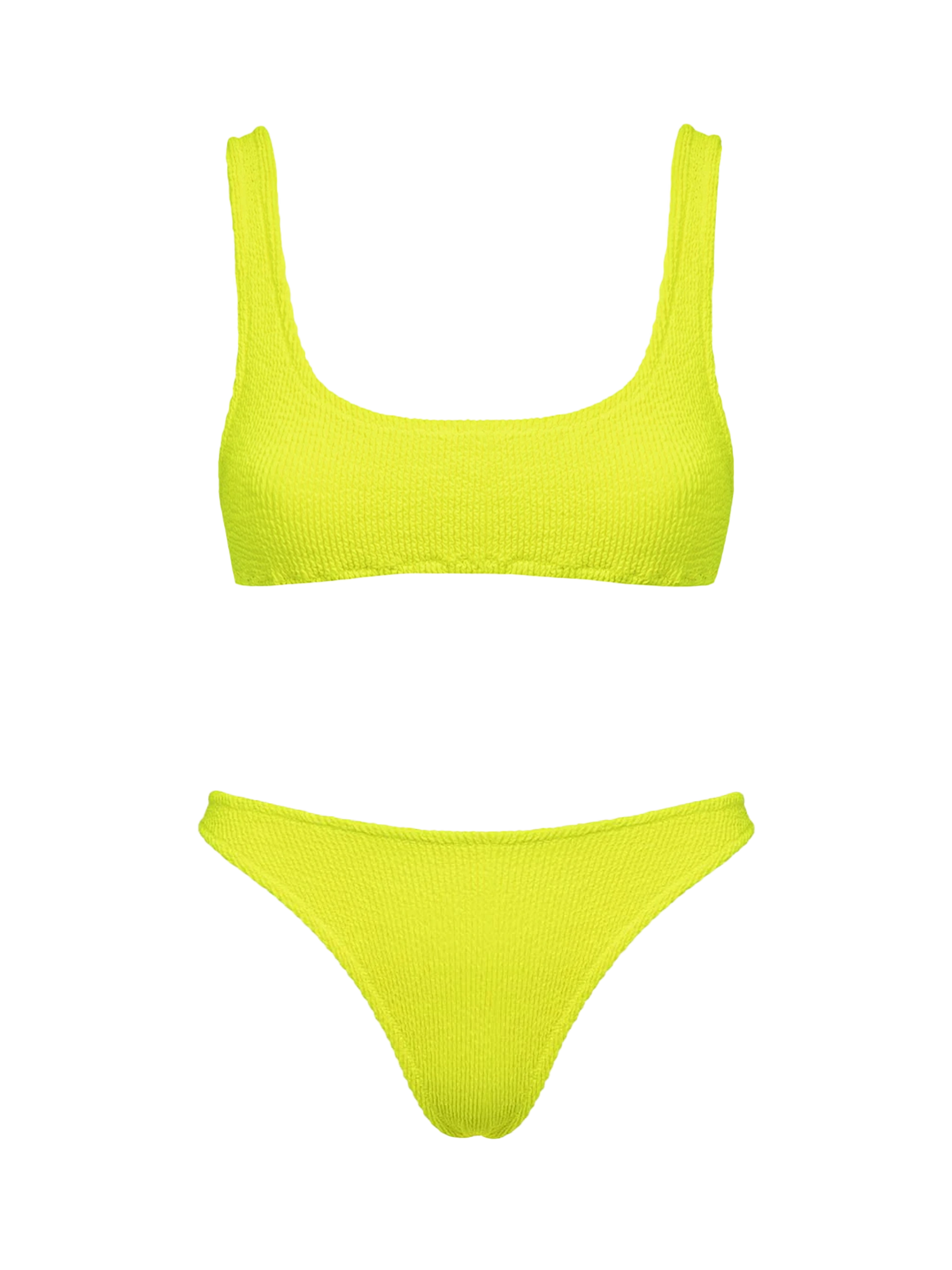 Woman fluo yellow classic crinkle bikini Naima Naomi - MC2 Saint Barth