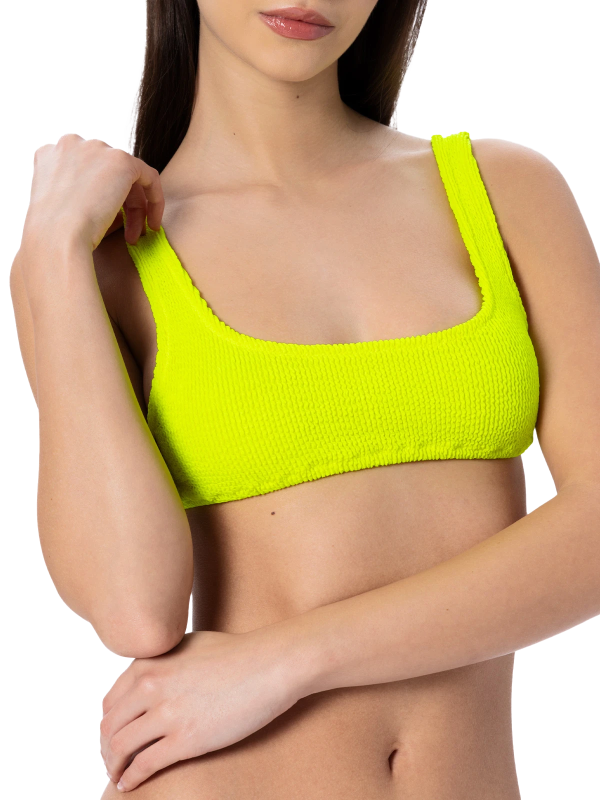 Woman fluo yellow classic crinkle bikini Naima Naomi - MC2 Saint Barth