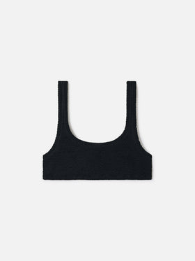 Top de bikini tipo bralette Naima en tejido crinkle negro 