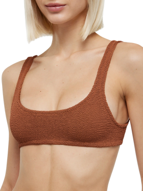 Classic crinkle bralette bikini Naima Naomi in camel brown - MC2 Saint Barth