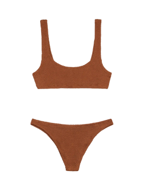 Classic crinkle bralette bikini Naima Naomi in camel brown - MC2 Saint Barth