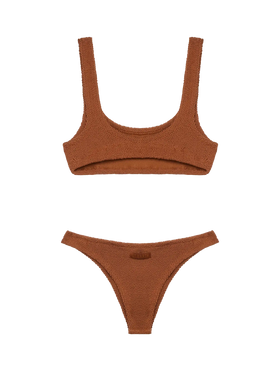 Classic crinkle bralette bikini Naima Naomi in camel brown - MC2 Saint Barth