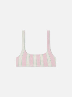 Classic Elise bikini bottoms in pink and white striped crinkle fabric
