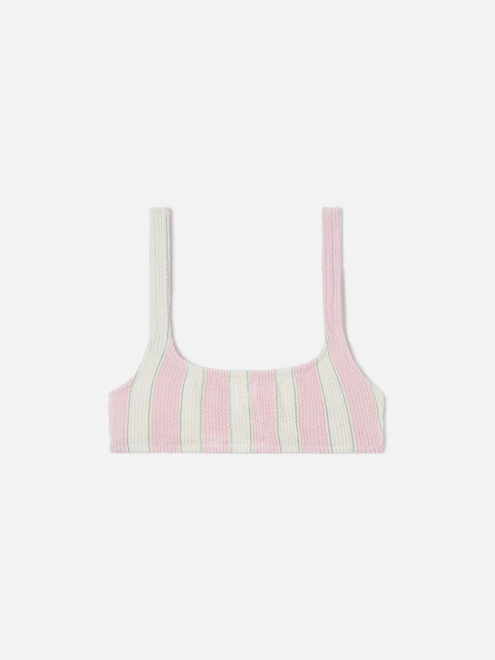 Classic Elise bikini bottoms in pink and white striped crinkle fabric