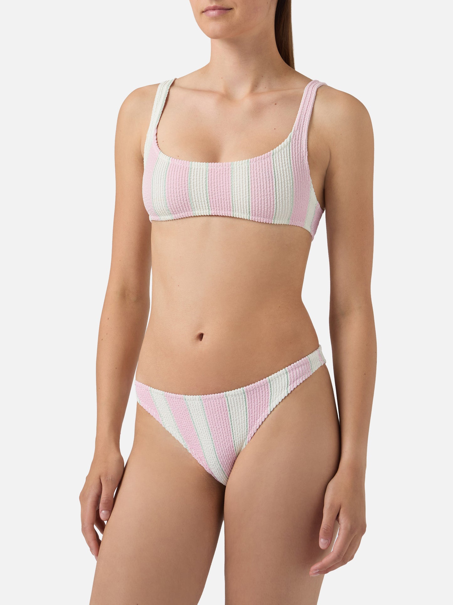 Bikini de crinkle a rayas rosa Naima Elise 