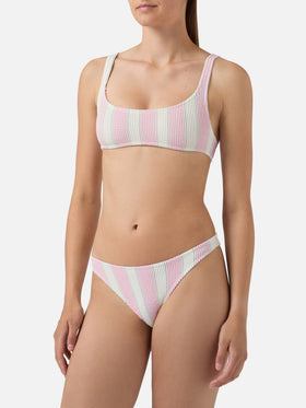 Bikini de crinkle a rayas rosa Naima Elise 