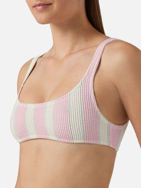 Bikini de crinkle a rayas rosa Naima Elise 