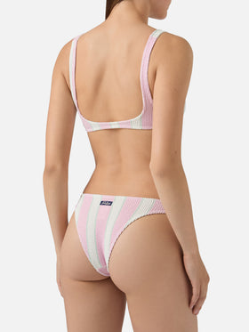Bikini de crinkle a rayas rosa Naima Elise 