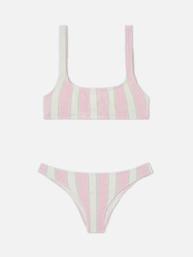 Bikini de crinkle a rayas rosa Naima Elise 