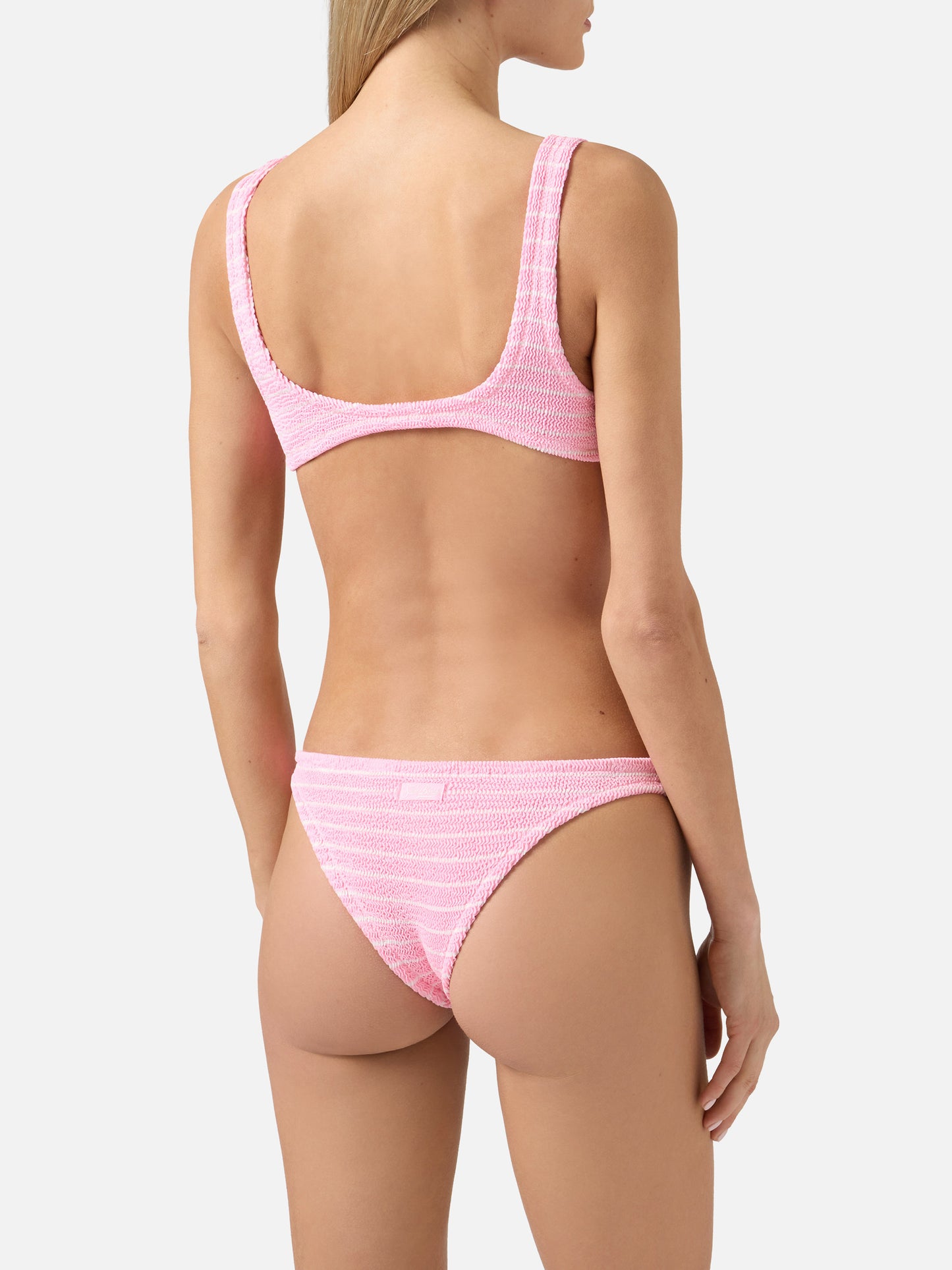 Naima Naomi pink striped crinkle bikini