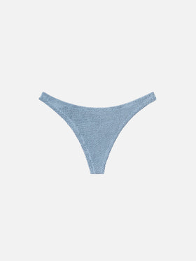 Naomi – Avioblaue Crinkle-Badehose in Cheeky-Optik