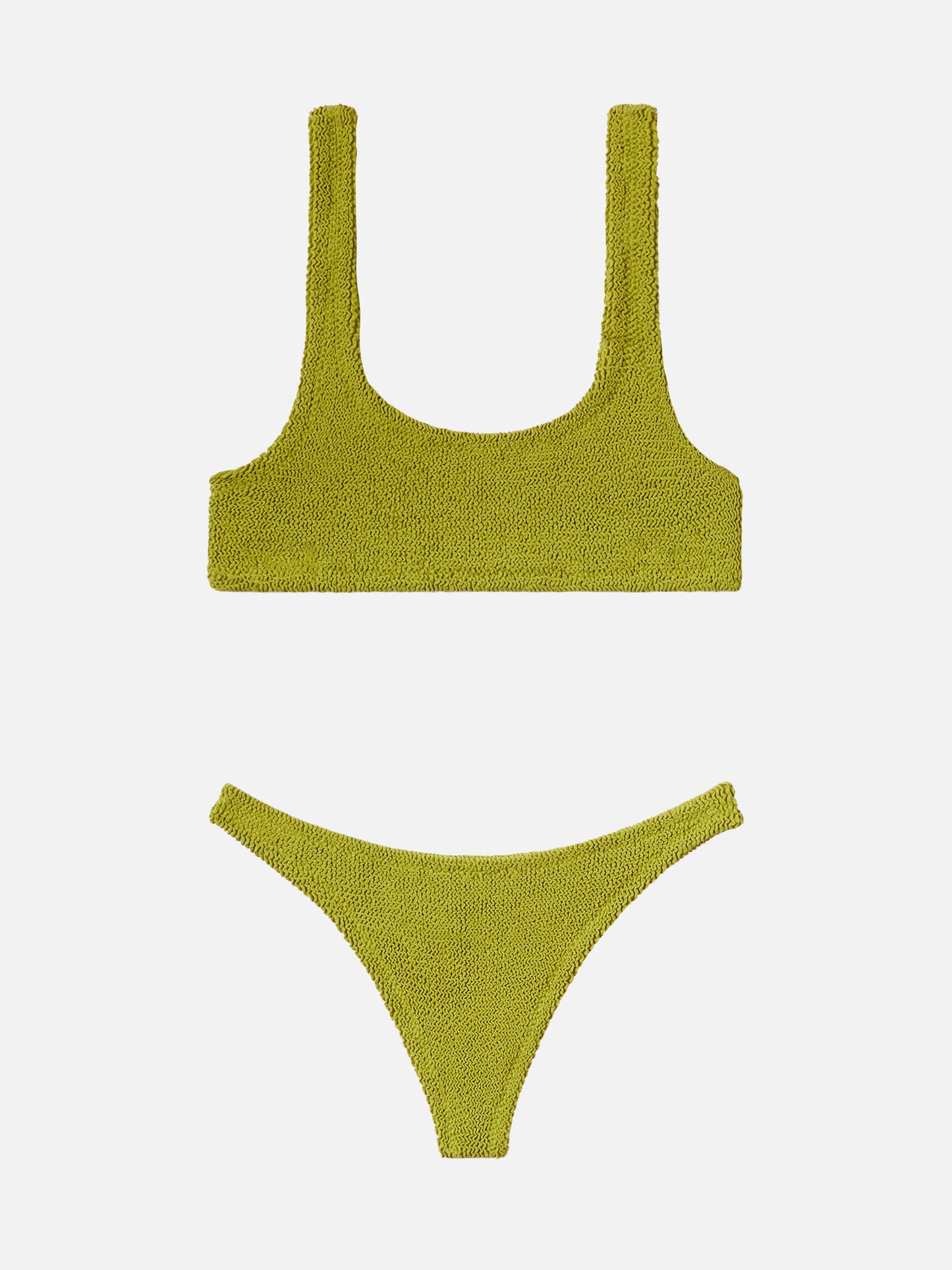 Naima crinkle classico top a bralette pistacchio - Naomi slip mare cheeky in crinkle color pistacchio