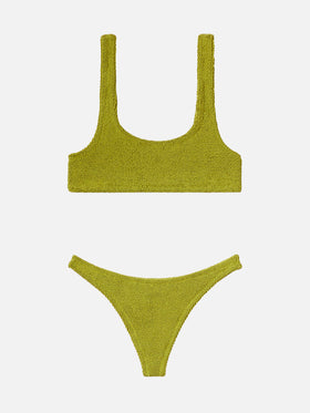 Naima crinkle classico top a bralette pistacchio - Naomi slip mare cheeky in crinkle color pistacchio