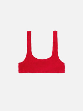 Naima red crinkle classic bralette top