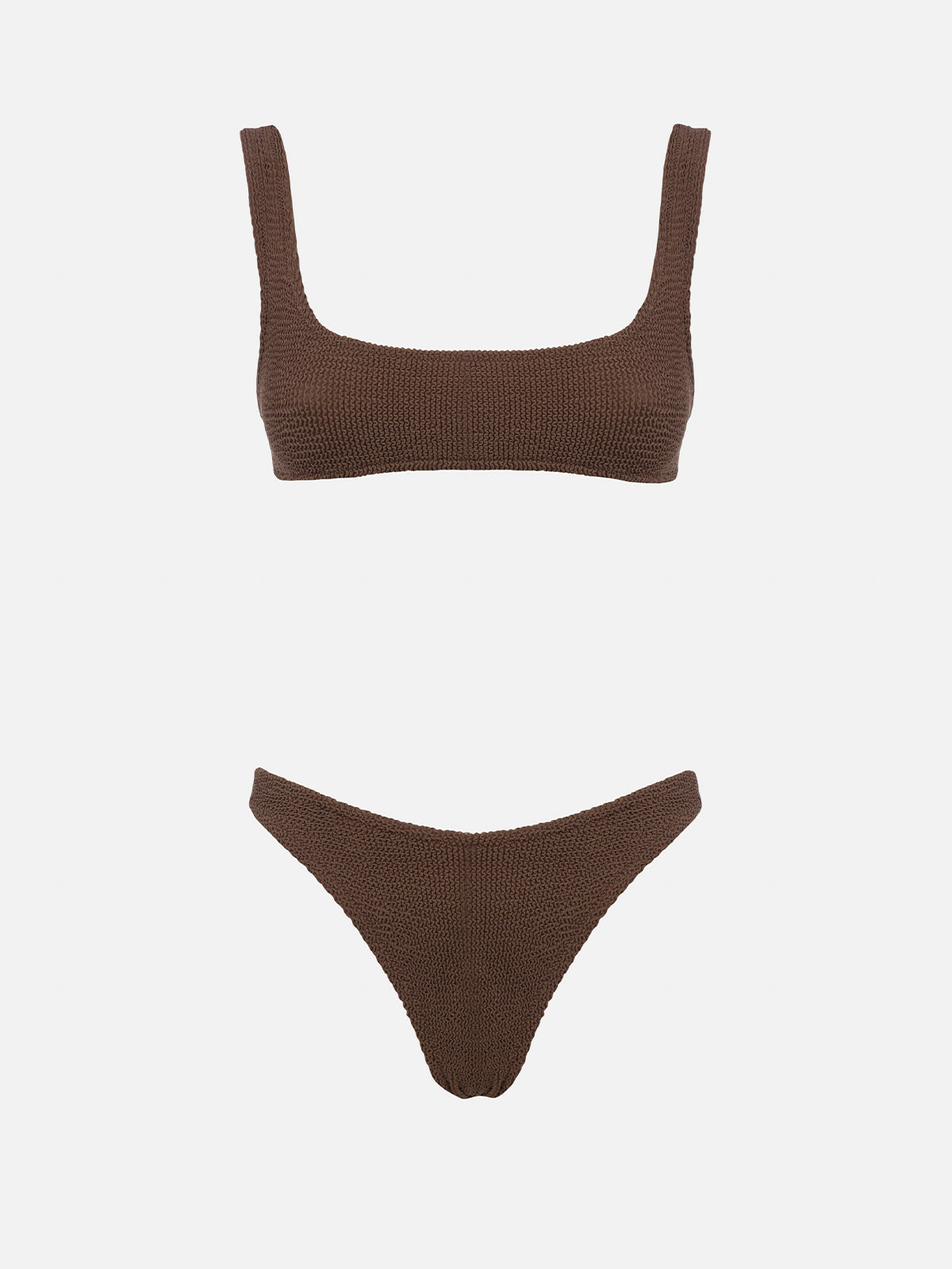 Damen-Bikini mit Bralette-Oberteil in Braun aus Crinkle-Stoff Naima Naomi 