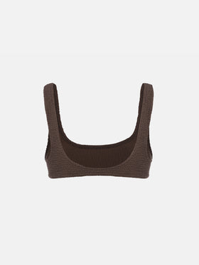 Mujer top de bikini tipo bralette clásico crinkle marrón Naima 
