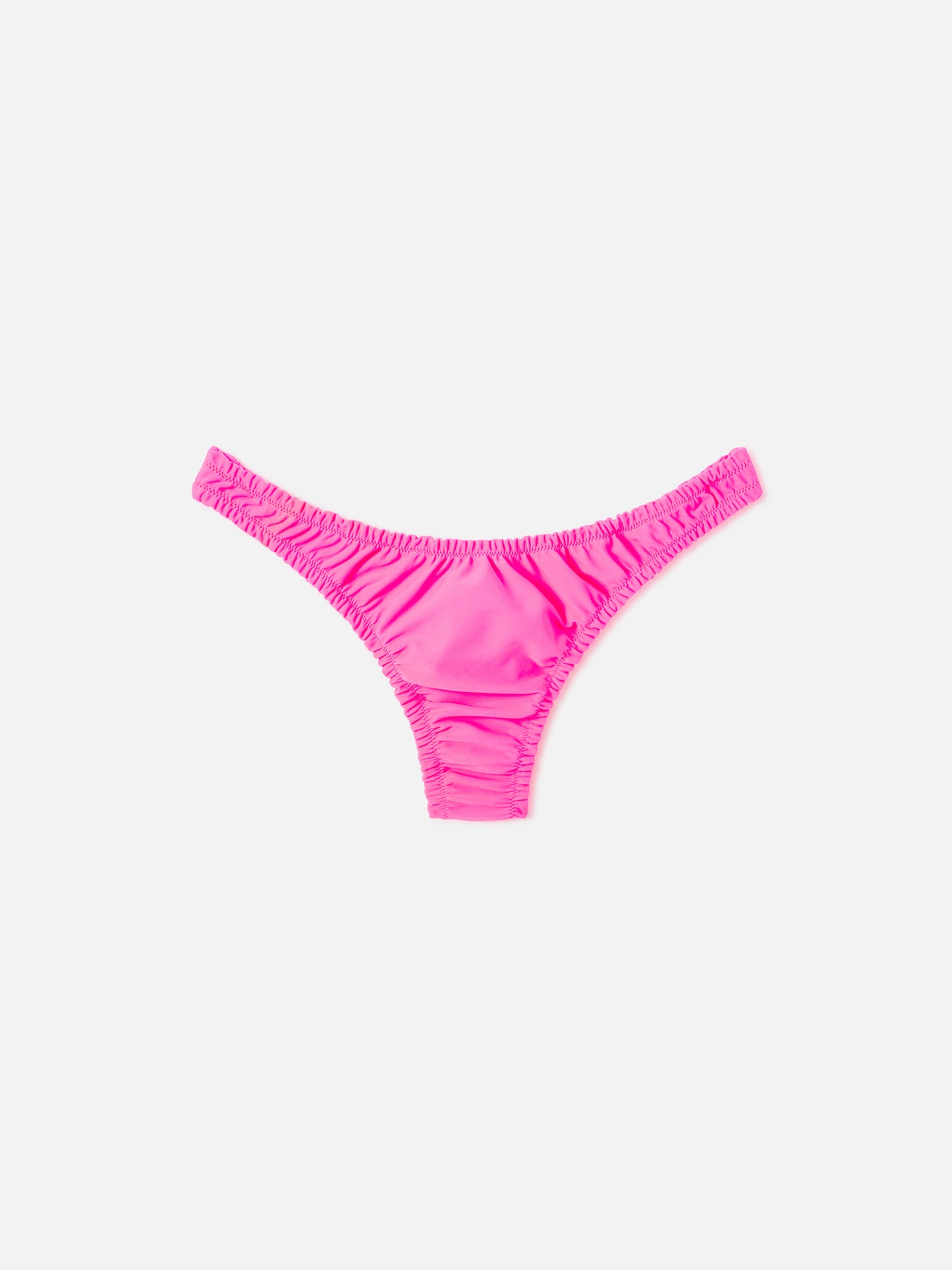 Bas de bikini Nalu rose fluo uni à la coupe la plus échancrée 