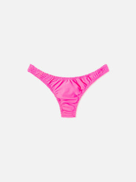 Bas de bikini Nalu rose fluo uni à la coupe la plus échancrée 