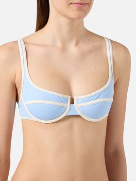 Amira Naomi String light blue bikini with white contrast trims