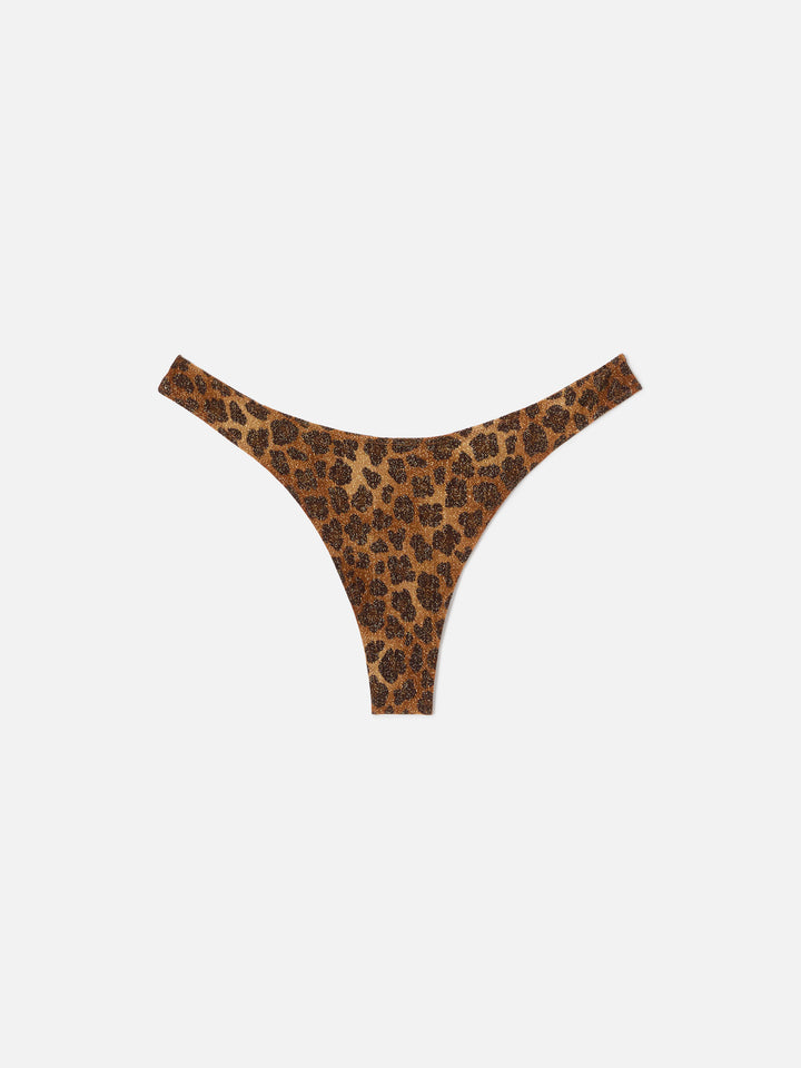 Naomi brazilian bikini bottoms in lurex fabric with animal print